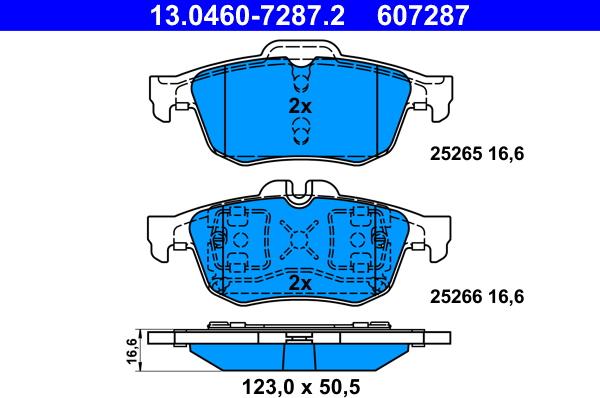 ATE 13.0460-7287.2 - Kit pastiglie freno, Freno a disco autozon.pro