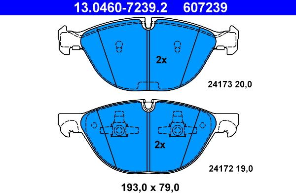 ATE 13.0460-7239.2 - Kit pastiglie freno, Freno a disco autozon.pro