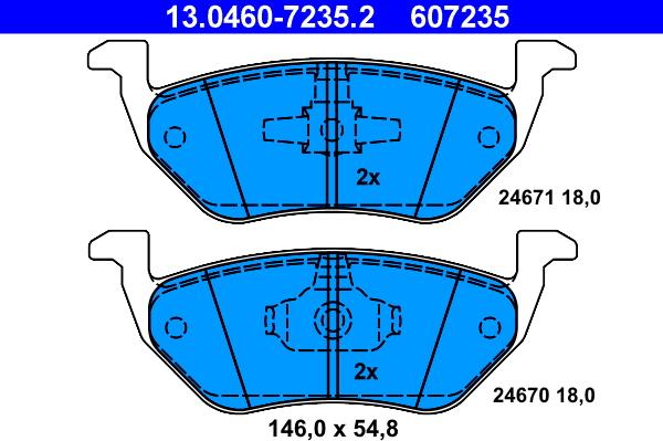 ATE 13.0460-7235.2 - Kit pastiglie freno, Freno a disco autozon.pro