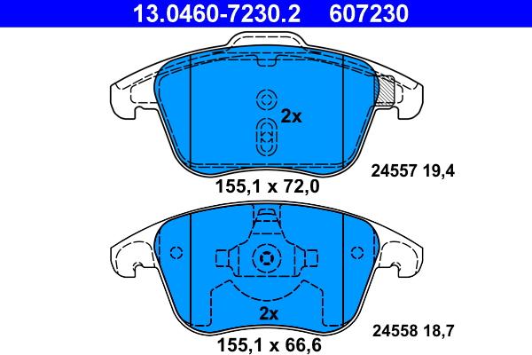 ATE 13.0460-7230.2 - Kit pastiglie freno, Freno a disco autozon.pro