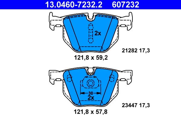 ATE 13.0460-7232.2 - Kit pastiglie freno, Freno a disco autozon.pro