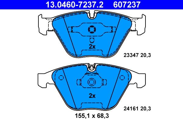 ATE 13.0460-7237.2 - Kit pastiglie freno, Freno a disco autozon.pro