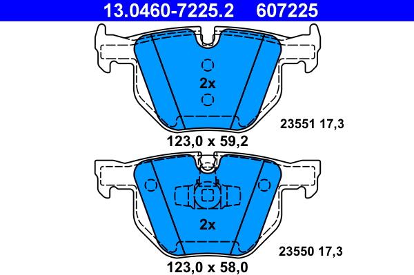 ATE 13.0460-7225.2 - Kit pastiglie freno, Freno a disco autozon.pro