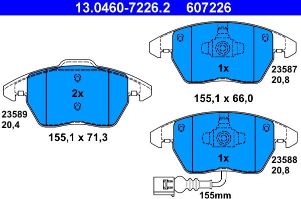 ATE 13.0460-7226.2 - Kit pastiglie freno, Freno a disco autozon.pro