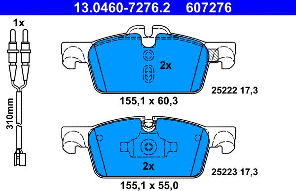 ATE 13.0460-7276.2 - Kit pastiglie freno, Freno a disco autozon.pro