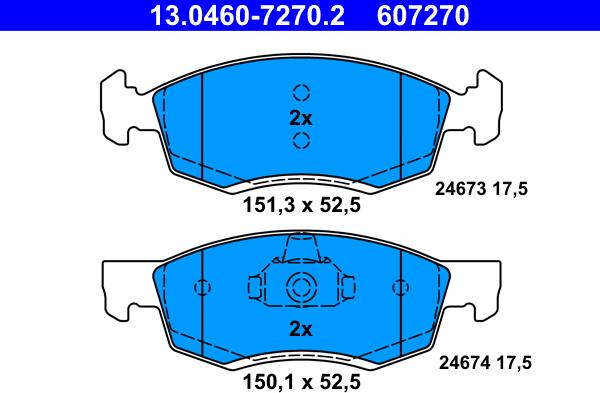 ATE 13.0460-7270.2 - Kit pastiglie freno, Freno a disco autozon.pro