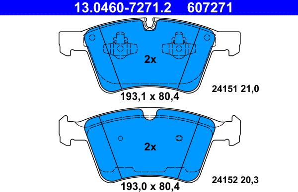 ATE 13.0460-7271.2 - Kit pastiglie freno, Freno a disco autozon.pro