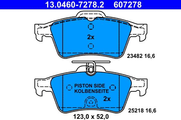 ATE 13.0460-7278.2 - Kit pastiglie freno, Freno a disco autozon.pro