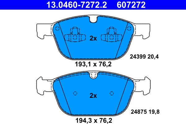 ATE 13.0460-7272.2 - Kit pastiglie freno, Freno a disco autozon.pro