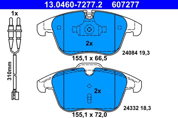 ATE 13.0460-7277.2 - Kit pastiglie freno, Freno a disco autozon.pro