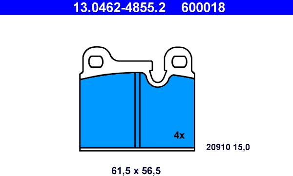 ATE 13.0462-4855.2 - Kit pastiglie freno, Freno a disco autozon.pro