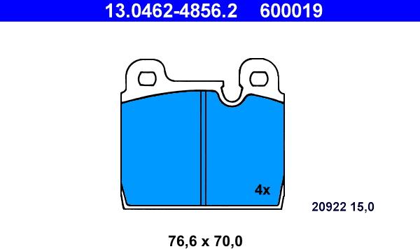 ATE 13.0462-4856.2 - Kit pastiglie freno, Freno a disco autozon.pro