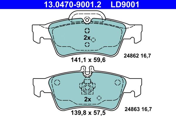 ATE 13.0470-9001.2 - Kit pastiglie freno, Freno a disco autozon.pro