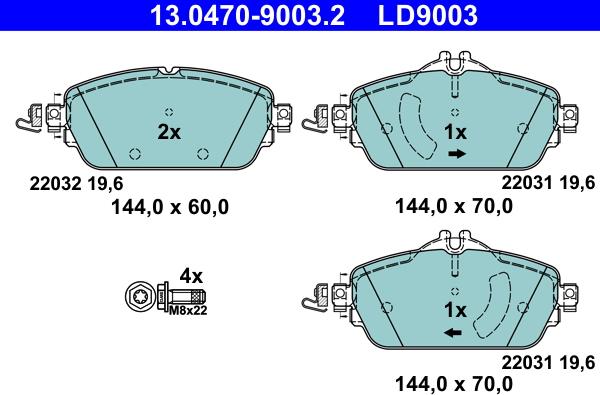 ATE 13.0470-9003.2 - Kit pastiglie freno, Freno a disco autozon.pro