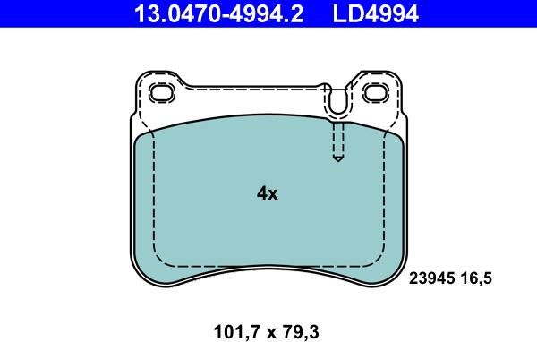 ATE 13.0470-4994.2 - Kit pastiglie freno, Freno a disco autozon.pro