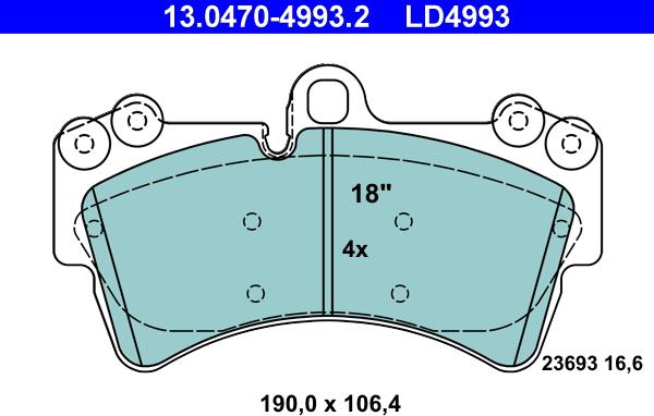 ATE 13.0470-4993.2 - Kit pastiglie freno, Freno a disco autozon.pro