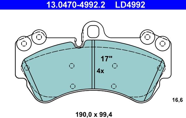 ATE 13.0470-4992.2 - Kit pastiglie freno, Freno a disco autozon.pro