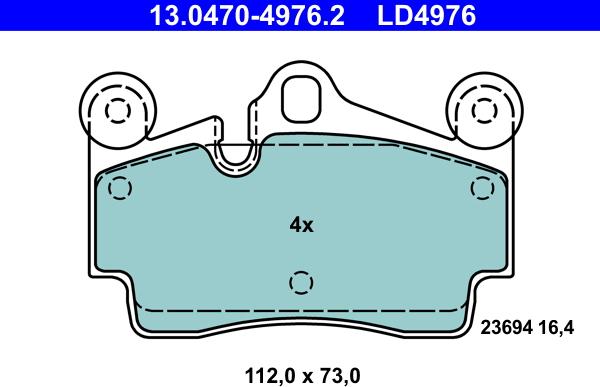 ATE 13.0470-4976.2 - Kit pastiglie freno, Freno a disco autozon.pro