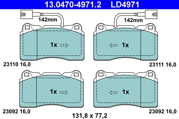 ATE 13.0470-4971.2 - Kit pastiglie freno, Freno a disco autozon.pro