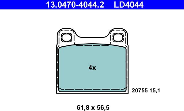 ATE 13.0470-4044.2 - Kit pastiglie freno, Freno a disco autozon.pro