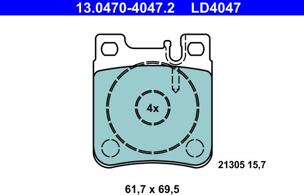 ATE 13.0470-4047.2 - Kit pastiglie freno, Freno a disco autozon.pro