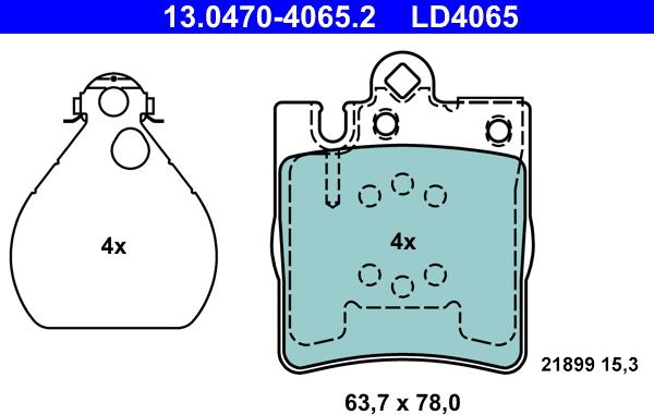 ATE 13.0470-4065.2 - Kit pastiglie freno, Freno a disco autozon.pro