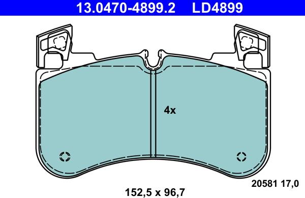 ATE 13.0470-4899.2 - Kit pastiglie freno, Freno a disco autozon.pro