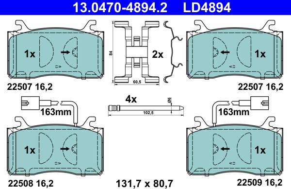 ATE 13.0470-4894.2 - Kit pastiglie freno, Freno a disco autozon.pro