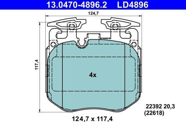 ATE 13.0470-4896.2 - Kit pastiglie freno, Freno a disco autozon.pro