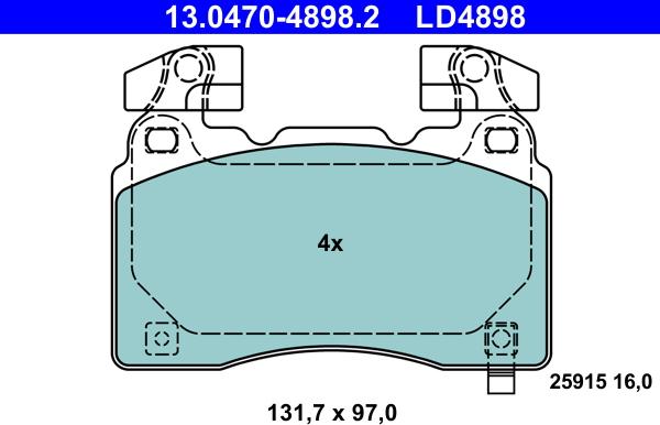 ATE 13.0470-4898.2 - Kit pastiglie freno, Freno a disco autozon.pro