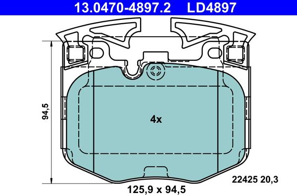 ATE 13.0470-4897.2 - Kit pastiglie freno, Freno a disco autozon.pro