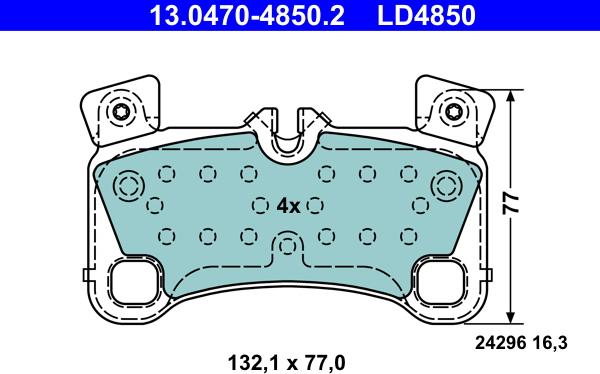 ATE 13.0470-4850.2 - Kit pastiglie freno, Freno a disco autozon.pro