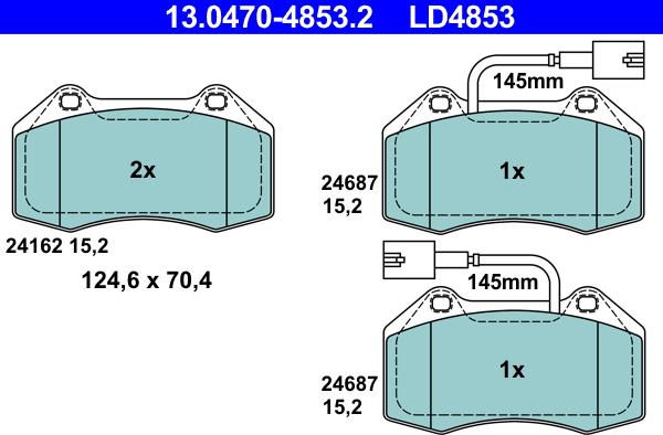 ATE 13.0470-4853.2 - Kit pastiglie freno, Freno a disco autozon.pro