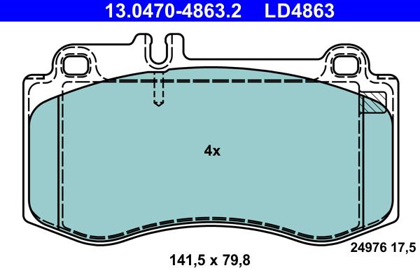 ATE 13.0470-4863.2 - Kit pastiglie freno, Freno a disco autozon.pro