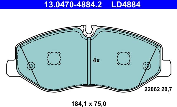 ATE 13.0470-4884.2 - Kit pastiglie freno, Freno a disco autozon.pro