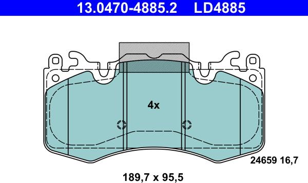 ATE 13.0470-4885.2 - Kit pastiglie freno, Freno a disco autozon.pro