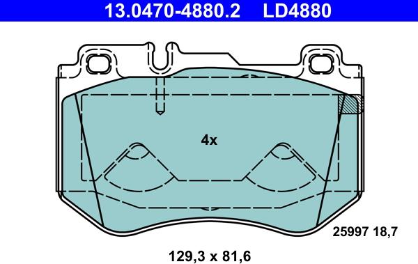 ATE 13.0470-4880.2 - Kit pastiglie freno, Freno a disco autozon.pro