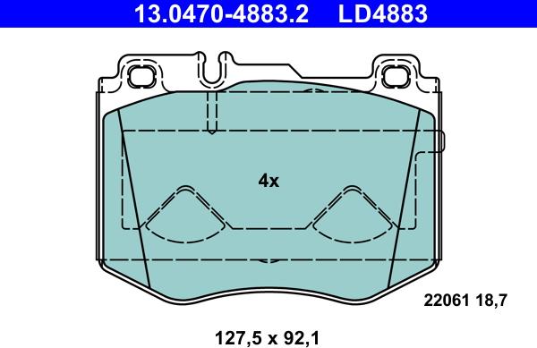 ATE 13.0470-4883.2 - Kit pastiglie freno, Freno a disco autozon.pro