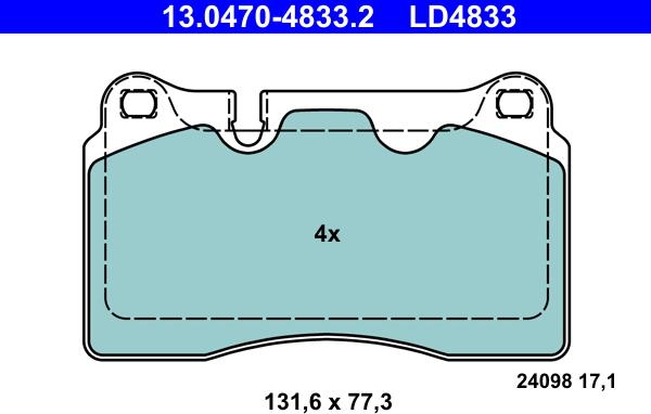 ATE 13.0470-4833.2 - Kit pastiglie freno, Freno a disco autozon.pro