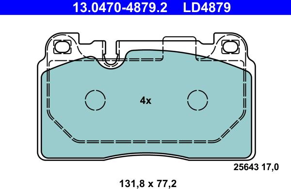 ATE 13.0470-4879.2 - Kit pastiglie freno, Freno a disco autozon.pro