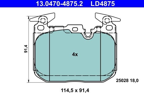 ATE 13.0470-4875.2 - Kit pastiglie freno, Freno a disco autozon.pro