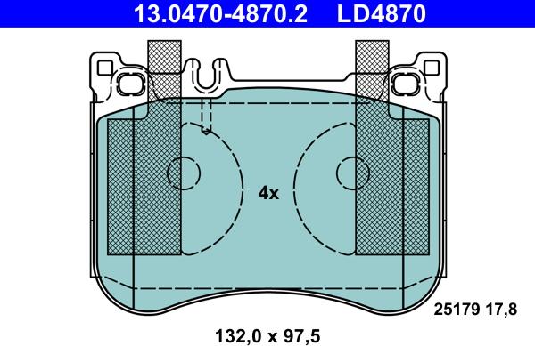 ATE 13.0470-4870.2 - Kit pastiglie freno, Freno a disco autozon.pro