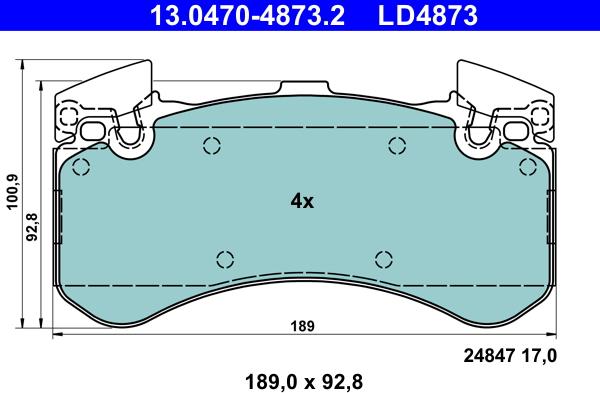 ATE 13.0470-4873.2 - Kit pastiglie freno, Freno a disco autozon.pro