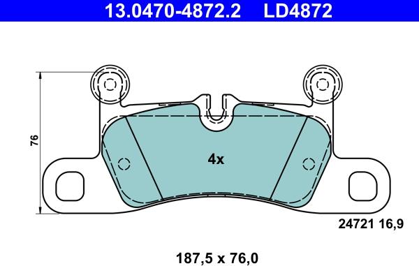 ATE 13.0470-4872.2 - Kit pastiglie freno, Freno a disco autozon.pro