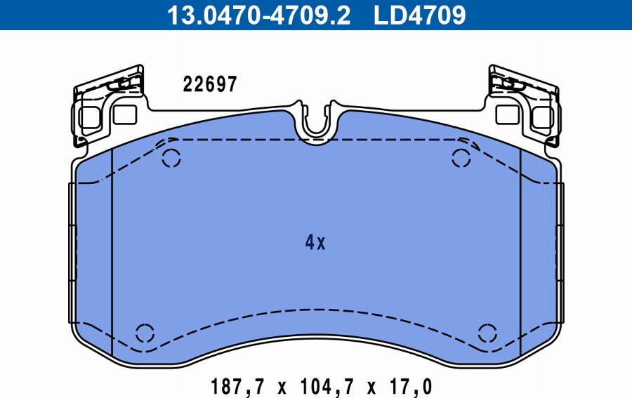 ATE 13.0470-4709.2 - Kit pastiglie freno, Freno a disco autozon.pro