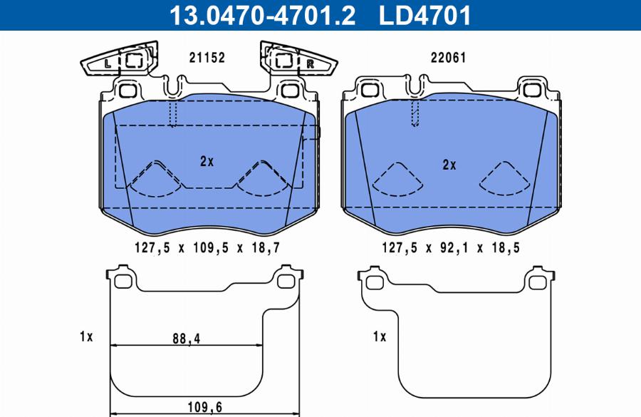 ATE 13.0470-4701.2 - Kit pastiglie freno, Freno a disco autozon.pro