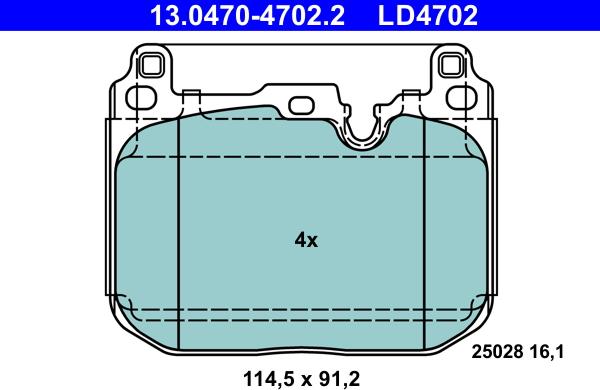 ATE 13.0470-4702.2 - Kit pastiglie freno, Freno a disco autozon.pro