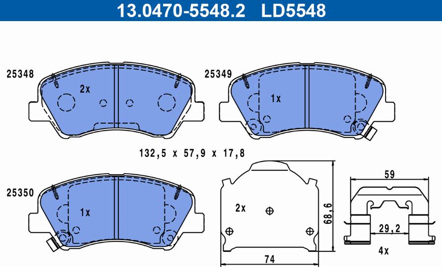 ATE 13.0470-5548.2 - Kit pastiglie freno, Freno a disco autozon.pro