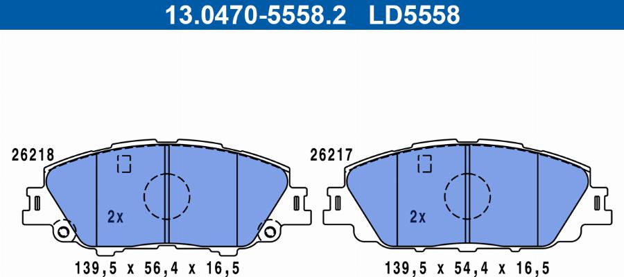 ATE 13.0470-5558.2 - Kit pastiglie freno, Freno a disco autozon.pro