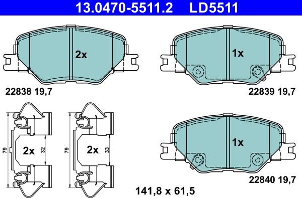 ATE 13.0470-5511.2 - Kit pastiglie freno, Freno a disco autozon.pro